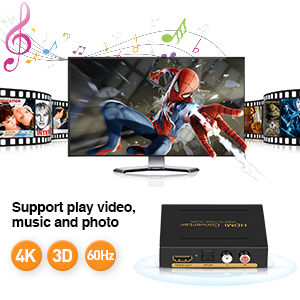 Syong 4K Hdmi <span class=keywords><strong>Audio</strong></span>-Extractor Converter Met 4K Hdmi En Optische Spdif/Toslink En <span class=keywords><strong>Rca</strong></span> L / R Uitgang Hdmi Naar Hdmi + <span class=keywords><strong>Audio</strong></span> - Product Image 6