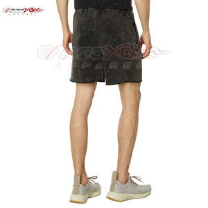 กางเกงขาสั้นลำลองผู้ชายลายฟอกสี 100% ผ้าฝ้าย น้ำหนักเบา ระบายอากาศ แห้งเร็ว ความยาวระดับเข่า มีเชือกผูก - Product Image 5