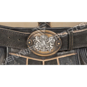 Oktoberfest เข็มขัดหนังแท้สำหรับผู้ชาย, เข็มขัดหนังแท้แบบเย็บปักมีกระดุมปิดด้านหน้า - Product Image 3