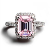 Elegante Anillo de Compromiso de Dos Piedras de Moissanita Rosa en Oro Blanco de 14K para Mujer, Regalo de Joyería Perfecto para Aniversario de Bodas