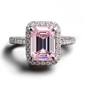 Elegant 14K White Gold Pink Moissanite <b>Two</b> <b>Stone</b> Engagement <b>Ring</b> for Women Perfect Wedding Anniversary Jewelry Gift - Product Image 2