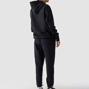 100% algodón pesado mujer Crop Drop Shoulder invierno chándal de gran tamaño Sudadera con capucha pantalones de chándal Color sólido conjunto de dos piezas - Product Image 3