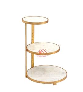 Présentoir de gâteau de tasse de marbre de Finioshed d'or pour le décor d'hôtel à la maison et de restaurants emploient le support de gâteau de marbre - Product Image 5