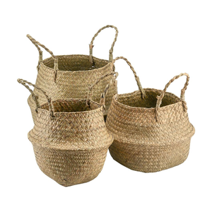 Cesta de algas marinas de tamaño personalizado del fabricante de Vietnam, fibra natural con asas, artesanía multifunción para almacenamiento - Product Image 1