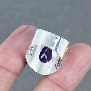 Meilleure qualité 925 argent plaqué laiton naturel coupe améthyste poire lunette bague de réglage à la main bijoux à la mode femmes - Product Image 4
