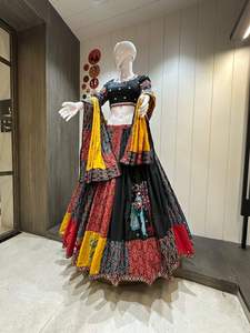 Handmade Traditional Chaniya Choli Pure Cotton Ikkat Print Gamthi Work Moisture Wicking Laxmi Lifestyle for Women Best Price - Product Image 2