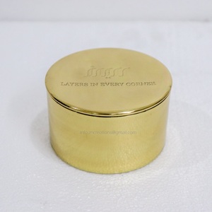 ภาชนะเปล่าสำหรับทำเทียนวัสดุตกแต่งบ้านเคลือบเงาทำด้วยมือสีทองทองเหลืองขนาด12ออนซ์ออกแบบโลโก้ได้ตามที่ต้องการ - Product Image 1