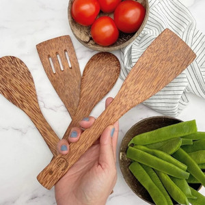 Utensilios de cocina para comidas, espátula de madera de coco, juego de utensilios de cocina, juegos para hacer cenas de madera de coco - Product Image 5