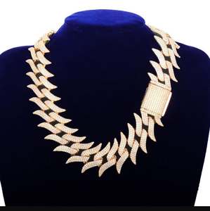 Lujo oro rosa Moissanite diamante cadena única 17mm ancho totalmente helado cuerpo joyería regalo de boda para ella y él - Product Image 1