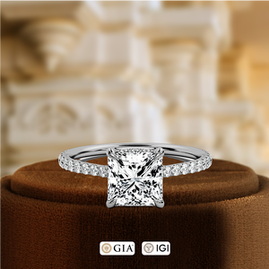 Anillo de Compromiso con Diamante Cultivado en Laboratorio de 1 Quilate, Estilo Halo, Banda con Incrustaciones, Anillo de Boda, Certificado IGI, Oro Blanco Sólido de 14k - Product Image 2