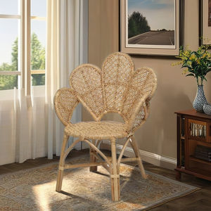 Sillón Modular Moderno ROSE con Tapizado de Ratán y Patas de Madera - Silla Resistente para Dormitorio, Comedor y Sala de Estar - Product Image 3