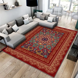 Tapis de luxe en velours cristallin, doux au toucher, avec base à pois personnalisée, pour villa, escalier, couloir, motif médaillon classique, tissage tufté, pour la maison - Product Image 4