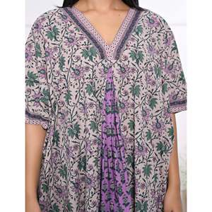 Caftán de Algodón Estampado a Mano, Vestido Casual Elegante para Mujer, Transpirable, Largo hasta el Suelo, para el Tiempo Libre, Club, Día de San Valentín - Product Image 2