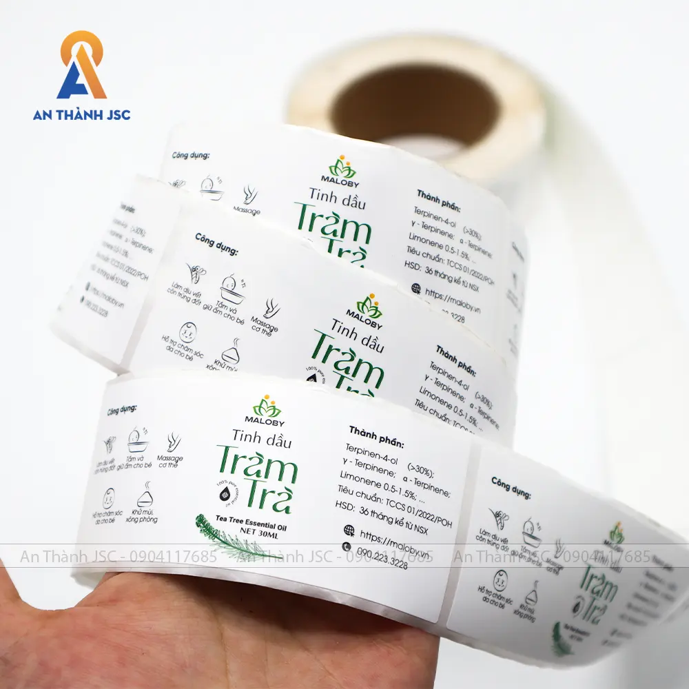 Bao bì nhãn Pharma dán cây trà tinh dầu không thấm nước nhãn OEM/ODM manufa