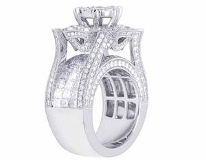 925 <b>Sterling</b> <b>Silver</b> Round Moissanite Diamond Bridal <b>Ring</b> <b>Set</b> for Women Iced Out Cluster Engagement Jewelry Anniversary Gift - Product Image 4