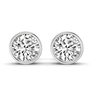 Boucles d'oreilles clous élégantes classiques à monture ronde avec diamants de laboratoire 1 carat total, couleur F-G, clarté VS, en or massif 14K, pour un port quotidien simple - Product Image 1