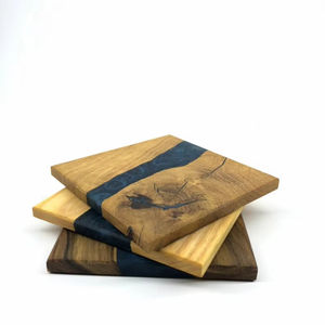 Ensembles de sous-verres ronds en résine de bois classiques et élégants et écologiques avec des motifs de tourbillons artistiques pour les boutiques de cadeaux de créateurs - Product Image 1