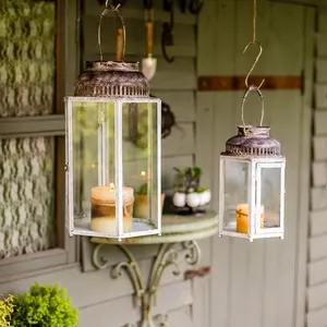 High-End Design Metal <b>Glass</b> Hanging Lantern <b>Tea</b> <b>Light</b> Candle <b>Holder</b> Customizable Logo for Christmas Birthday Competitive Prices - Product Image 3
