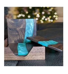 Sous-verres en bois et résine de qualité supérieure pour boissons Sous-verres carrés pour tasse de Table Tasses à bière Tapis et tampons Vaisselle Sous-verres Sublimation Liège - Product Image 3