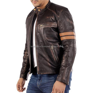 Chaqueta de motocicleta Vintage Cafe Racer de alta calidad para hombre, estilo motorista desgastado, manga larga, cuero genuino, invierno, a prueba de viento - Product Image 4