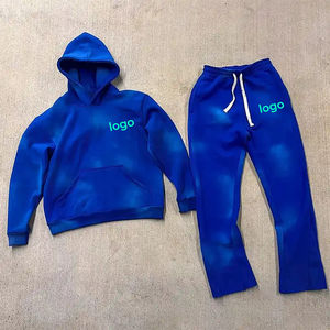 Pantalon évasé à capuche confortable et personnalisé pour hommes, survêtement de qualité supérieure délavé au soleil, ensembles de survêtements personnalisés délavés à l'acide pour hommes - Product Image 1