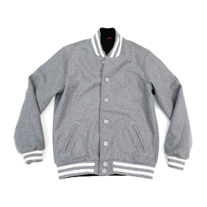 OEM personalizado de invierno Vintage School College hombres de lana Lettermen chaqueta para hombre chaquetas grises claras - Product Image 1