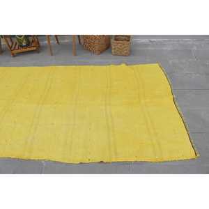 Rug, 4.5x11.5 ft Vintage Rug, <b>Yellow</b> Plants & trees Rug <b>Wool</b> - Product Image 5