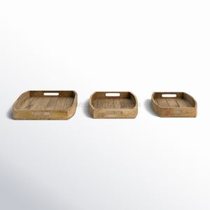 Plateau en bois fabriqué à la main de couleur beige naturel avec forme rectangulaire robuste et finition lisse parfait pour un service élégant - Product Image 5