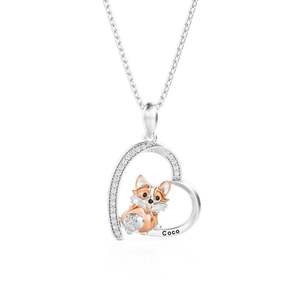 Collar con Corazón Grabado Personalizado Jeulia Petland Corgi con Zirconia, Regalo Perfecto - Product Image 1