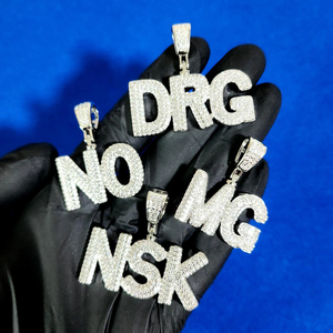 Collar con Colgante de Nombre Personalizado de Plata 925 con Moissanita, Collar con Letras con Aspecto de Diamante, Joyería Unisex de Lujo Estilo Hip Hop, Regalo - Product Image 2