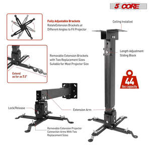 5Core <b>Projector</b> <b>Mount</b> Ceiling Wall Universal Holder Adjustable Low Profile Capacity 40lb - Product Image 4