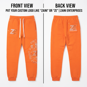 Pantalones Deportivos Premium para Hombre, 340 GSM, Diseño con Paneles Gráficos Naranjas, Transpirables, de Secado Rápido, Ecológicos, con Cordón Ajustable y Cintura Media - Product Image 1