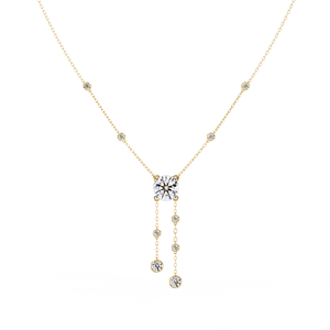 Collar de Diamantes Redondos Cultivados en Laboratorio para Chicas con Color de Oro de 18k en Tonos Amarillo/Rosa/Blanco - Elegante y Lujoso para Uso Diario - Product Image 1
