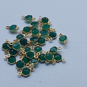 กำไลข้อมือพลอยโอนิกซ์สีเขียวหกเหลี่ยมพร้อมห่วงเดี่ยวสองชั้นสำหรับทำเครื่องประดับ - Product Image 2