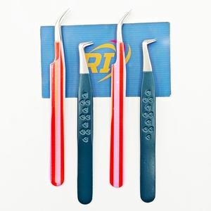 Pinces à épiler professionnelles pour extensions de cils, précision, isolation des cils, volume, artiste, courbées à 90 degrés, acier inoxydable - Product Image 3