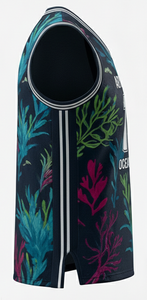 Camiseta sin mangas Birdseye Mesh Team con logo frontal, transpirable, de secado rápido, estilo profesional, personalizada, para hombre, sublimada. - Product Image 3