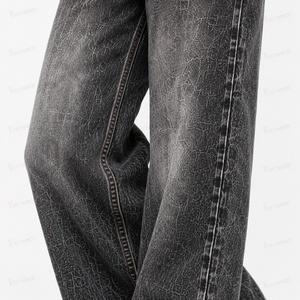 Jeans en denim pour femmes en gros, avec logo personnalisé, taille haute, décontractés, coupe slim, skinny, droite, large, en coton extensible, tendance - Product Image 6