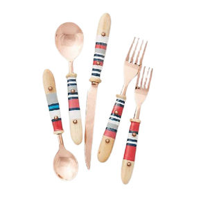 Bright Rose <b>Gold</b> Brass Handmade Colored Resin Handle Design <b>Cutlery</b> Tableware <b>Set</b> Royal Design <b>Cutlery</b> <b>Set</b> for Home - Product Image 1