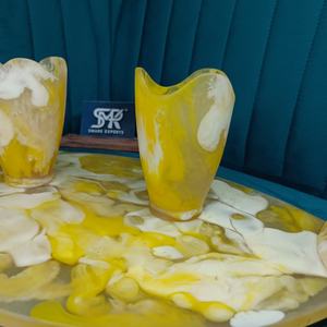 ถาดเรซิ่นตกแต่งรักษ์โลก พร้อมแก้วเรซิ่นคู่เข้าชุด งานแฮนด์เมด ขัดเงา ลายหินอ่อน สไตล์นางฟ้า ชุดเสิร์ฟสำหรับใช้ในบ้าน - Product Image 5