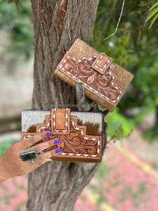 ผมบนซ่อนขนหนังคลัทช์ตะวันตก Handtooled แกะสลักกระเป๋าสตางค์วินเทจเครื่องมือแกะสลักบัตรหนัง, กระเป๋าสตางค์เงินสดของขวัญ - Product Image 3