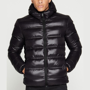 Wholesale 2024 Winter Men's Wool Fabric Puffer Jacket Thick Long Puff Sleeve <b>Stand</b> Collar High Zipper Streetwear Bubble <b>Coat</b> - Product Image 1