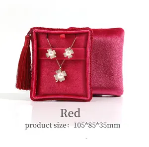 Set di gioielli in velluto personalizzato portagioie anello per orecchini anello per coppia confezione di gioielli con scatola di nappe di lusso con Logo