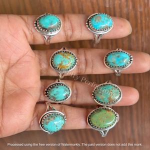 Anillos de Turquesa Natural de Arizona Chapados en Plata de Ley 925 al por Mayor, Joyería Fina de Acero Hecha a Mano, Última Moda en Tendencia - Product Image 3