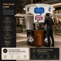 Kiosque alimentaire rond, kiosque à café mobile, stand de vente extérieur à double fenêtre, stand de café pop-up, chariot de concession au design personnalisé
