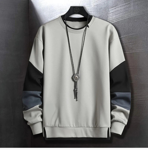 เสื้อสเวตเตอร์ผ้าฝ้าย100% สำหรับผู้ชายเสื้อคอกลมสีพื้นมีลวดลายตามสั่งสำหรับฤดูหนาวสินค้าใหม่ - Product Image 3