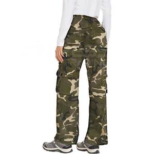 Pantalones Cargo de trabajo de combate táctico con 7 bolsillos, venta al por mayor, pantalones casuales de algodón de cintura alta para mujer, pantalones holgados elásticos de pierna ancha - Product Image 6