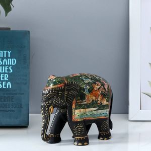 Elefante hecho a mano, figurita de madera negra, mesa ligera, decoración del hogar con función de instalación - Product Image 1