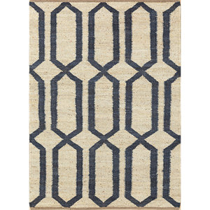 พรมปูพื้นทรงสี่เหลี่ยมผืนผ้าลายเรขาคณิตสีเบจน้ำตาล Nomadic Threads รุ่น PDJT-104 ทำจากปอกระเจาถักทอแบบแบน เหมาะสำหรับบ้าน ห้องนอน ห้องนั่งเล่น และทางเดิน - Product Image 1