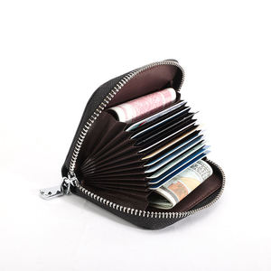Portefeuille mince classique personnalisé fait à la main en cuir de vache de haute qualité portefeuille court à fermeture éclair imperméable pour carte de crédit pour hommes femmes - Product Image 2