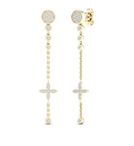 Modern Minimalist Fleur Disc <b>Threader</b> <b>Earrings</b> with White Gold Diamond Statement Fashion Jewelry for Engagement Party Occasions - Product Image 2